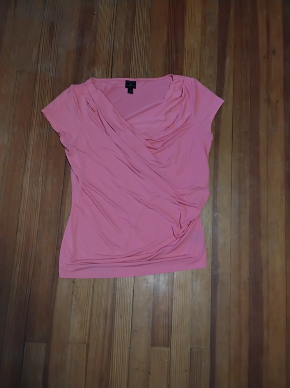 Worthington Pink Draped Crossover Short-Sleeve Top